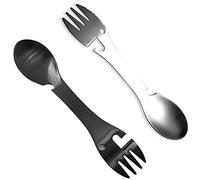 2 Piezas Navaja Tenedor, Witbicg Cuchillo Camping Puede Abrir Botellas, Cortar Alimentos y Cucharas y Tenedores Para Acampar y Salir