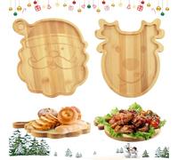 2 Piezas Navidad Bandejas Bambú, SilverChry Platos Bambú, Bandejas Decorativas, Bandeja para Cafe, Bandeja Baño, Bandeja Decorativa Pequeña, 2 Piezas Bandejas Decorativas, Plato para Aperitivos