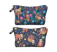 2 piezas neceser cosmético perezoso de gran capacidad, bolsa de cosméticos de viaje, bolsa de cosméticos portátil, bolsa de cosméticos de doble capa, blanco, moderno