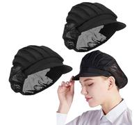2 Piezas Negra para Cocina Media Malla Elástica Gorro de Chef Elástico, Unisex Mallacon Sombrero de Cocinero con ala, Gorro Cocina Mujer Ajustable con Media Red, Industria, Taller, Catering Servicio
