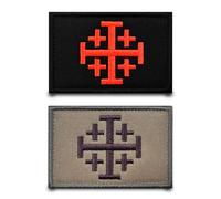 2 piezas negro y marrón caballero Templario Cruz Bandera Parche Nylon Bordado Insignia Divertido Táctico Militar Parche Aplique para Ropa Sombrero Chaqueta Mochilas Chaleco Jeans Camiseta