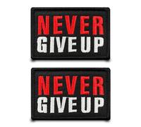 2 piezas Never Give Up/Nunca Renunciar Divertido Parche Hook & Loop Nylon Bordado Bandera Parche Táctico Militar Parches Apliques para Mochilas Chaleco Ropa Sombrero Chaqueta Jeans Camiseta