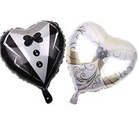 2 piezas novia y novio romántico vestido de novia hoja corazón globos decoración de fiesta de boda compromiso día de San Valentín globosOperación fácil