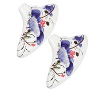 2 Piezas Ocarina Pequeña de Cerámica Estilo Oriental | Tono Cálido y Afinación Estable, Boquilla Larga, Uso Interior y Exterior, Color Blanco