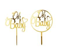 2 piezas Oh Baby Cake Tops, accesorios para hornear tartas para niños y niñas, accesorios para tartas de fiesta infantil, adecuado para fiestas de cumpleaños infantiles, accesorios para tartas de