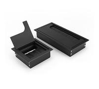 2 Piezas Ojal de Escritorio Negro, PARFCO Pasacables Cuadrado Aleación de Aluminio, Cepillo de Polvo, Pasacables para Oficina, Estudio, Dormitorio 80x80 mm 160x80 mm