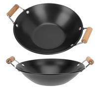 2 Piezas Olla de Metal Negra con Doble Mango de Madera | Fondo Plano Estable, Superficie Pulida Antiadherente, Apta para Inducción y Cocina Eléctrica, Chefs y Hogar