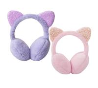2 Piezas Orejeras De Orejas De Gato, Orejeras De Felpa Con Orejas De Gato Con Lentejuelas, Orejeras Cálidas De Invierno, Calentadores De Orejas Para Niñas, Accesorios Cálidos