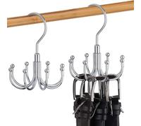 2 Piezas Organizador Cinturones, 360 Grados Rotación Soporte Corbatas, Corbatero Ganchos Metal Ahorrar Espacio, Percha Armario para Colgar Bufandas,Chales, Calcetines, Guantes, Perchero(Plata)
