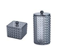 2 Piezas Organizador Maquillaje Acrilico,Almohadillas de AlgodóN Sostenedor,Bastoncillos Algodonero con Tapa Algodonero Organizador de Maquillaje Redondo Organizador de BañO Y Tocador