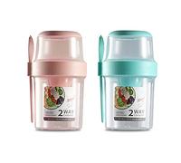 2 Piezas Overnight Oats Jar, Overnight Oats Vasos Container con Cuchara y Tapa, Tarros de Avena con Cuchara Mason Jars Tarros de Gran Capacidad Tazas de Yogur para Cereales Leche Fruta