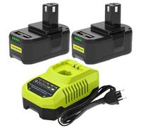 2 Piezas P108 Recambio para Ryobi batería 18V 5,5 Ah + P117 9, 6-18V Recambio para Ryobi Cargador Compatible con P107 P122 P104 P102 P105 RB18L50 RB18L40 RB18L25 RB18L15 RB18L13(Verde)