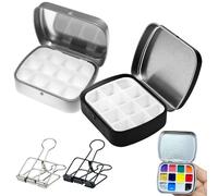 2 Piezas Paleta Acuarela Paleta Humeda Mini portátil Caja Acuarelas Paleta Vacia de 12 Espacios para Sujetar Acuarelas y Óleos para Dibujar y Pintar en Casa y en Excursiones Al Aire Libre