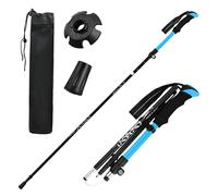 2 Piezas Palos Senderismo, Bastones de Senderismo Plegables, Bastón de Trekking Telescópicos, Bastones Marcha Nordica de Aluminio y EVA Mango para Senderismo Alpinismo Trail, 113-138cm (Azul)