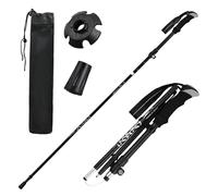 2 Piezas Palos Senderismo, Bastones de Senderismo Plegables, Bastón de Trekking Telescópicos, Bastones Marcha Nordica de Aluminio y EVA Mango para Senderismo Alpinismo Trail, 113-138cm (Negro)