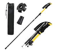 2 Piezas Palos Senderismo, Bastones de Senderismo Plegables, Bastón de Trekking Telescópicos, Bastones Marcha Nordica de Aluminio y EVA Mango para Senderismo Alpinismo Trail, 113-138cm (Amarillo)