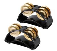 2 Piezas Pandereta de Pie, Agitador de Pie Pedal de Percusión Tambor de Pie con Cascabeles de Acero Instrumento Musical Accesorios para Conciertos Fiesta Tocar Batería y Guitarra (Dorado)