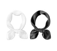 2 Piezas Pañuelo De Seda Blanco Y Negro, Pañuelo Cuadrado Para Mujer, Pañuelo De Muselina, Pañuelo Negro Para Mujer, Muselina, Pañuelo Fabricado En Imitación Seda