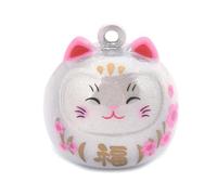 2 Piezas/Paquete Forma de Gato de fantasía de Estilo japonés Colgante de Campana de Metal Encanto pequeño Órgano de Agua Cerrado de Siete Colores Campana para Mascotas