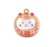 2 Piezas/Paquete Forma de Gato de fantasía de Estilo japonés Colgante de Campana de Metal Encanto pequeño Órgano de Agua Cerrado de Siete Colores Campana para Mascotas