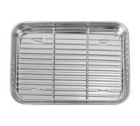 2 Piezas Para Hornear Rectangular Acero Inoxidable Con Rejilla