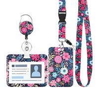 2 piezas para puerta de la insignia con 2 titulares de la tarjeta, titular de la insignia del cordón del cuello con cierre de mosquetón giratorio para tarjeta de autobús, tarjeta bancaria, tarjeta de