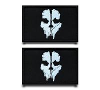 2 Piezas Parche Bandera Compatible con Call of Duty Esqueleto Parche Bordado Removible Parche Anillo Gancho Táctico Aplicación para Ropa Bolsos Mochilas Chaleco Arnés Exterior Chaqueta Jeans