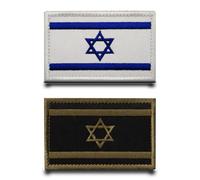 2 Piezas Parche Bandera Emblema Israel Azul - Marrón, Parche Bordado Removible Parche Militar Anillo Gancho Parche Táctico Aplicación para Ropa Bolsos Mochilas Chaleco Arnés Exterior Chaqueta Jeans