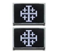 2 Piezas Parche Bandera Insignia Los Cruzados Los Templarios,Removible Parche Anillo Gancho Militar Parche Bordado Táctico Aplicación para Chaleco Arnés Mochilas Exterior Chaqueta Ropa Bolsos