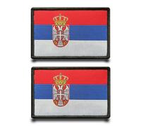 2 Piezas Parche Bandera Insignia Serbia Balcánica Bordado Anillo Gancho Removible Parche Táctico Aplicación Gracioso para Chaleco Ropa Arnés Chaqueta Mochilas Exterior Bolsos