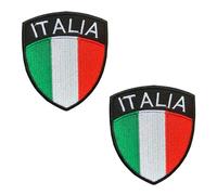 2 Piezas Parche Bordada Insignia Italy Escudo Italia Removible Parche Iron on Sew on Bordado Anillo Gancho Táctico Aplicación para Ropa Mochilas Exterior Bolsos Arnés Chaleco Chaqueta