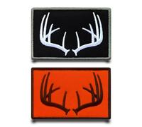 2 Piezas Parche Cazadores Forestales Supervisores Caza Forestal Cornamenta Parche Bordado Removible Anillo Gancho Táctico Insignia Aplicación para Ropa Bolsos Mochilas Chaleco Arnés Exterior Chaqueta