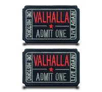 2 Piezas Parche Insignia ALHALLA/ADMIT ONE Bordado Anillo Gancho Removible Parche Táctico Aplicación Gracioso para Chaleco Ropa Arnés Chaqueta Mochilas Exterior Bolsos