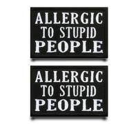 2 Piezas Parche Insignia ALLERGIC TO STUPID PEOPLE Bordado Anillo Gancho Removible Parche Táctico Aplicación para Chaleco Ropa Arnés Chaqueta Mochilas Exterior Bolsos
