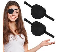 2 Piezas Parche para Los Ojos Adultos Niños Máscara Médica para Los Ojos Negro Ajustable Parche Ojos de un Solo Ojo Cosplay Parche ojo para Los Ojos de Pirata Período de Recuperación Uso Diario