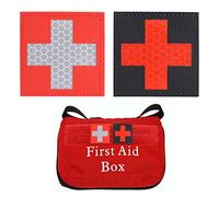 2 piezas Parches Tácticos Reflectantes Tactical Medical Red Cross Parch Primeros Auxilios Emblema para Mochila Accesorios Militares 5x5 cm (Rojo y Negro)
