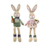 2 Piezas Parejas de Conejitos de Pascua - 59cm Decor de peluche de conejo de Pascua | Estatua de Conejo Simulada con Patas Largas, Ccesta de Flor y Zanahoria para Recuerdo de , Relleno de Pascue
