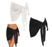 2 Piezas Pareos Playa Mujer, Pareo Corto Bikini Cubierta Sarong, Traje de Baño de Gasa Sarong Cubrebañador Elegante Encubrimiento Bikini para Playa Piscina Vacaciones
