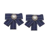 2 Piezas pasador de cuello de moda broche con lazo de pedrería broche de lazo de diamantes de imitación broches de pajarita para niña broche de pajarita tela Marina de guerra