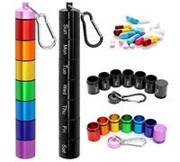 2 Piezas Pastillero Semanal, Pastilleros Semanales de Metal, Pastillero Viaje con Compartimentos Divisibles, Pastillero Semanal Resistente a la Humedad