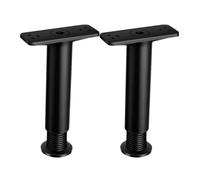2 Piezas Patas de Cama Ajustables Negras Soporte Central, 18 a 34 CM | Plástico y EVA, Instalación Rápida, Reduce Balanceo, para Marco de Cama y Mueble de TV