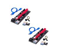 2 Piezas PCI-e Riser 009S 1X 16x Extensor PCI e USB Riser 009S Tarjeta Adaptadora Dual de 6 Pines de 15 Pines para Gráficos BTC USB 3.0