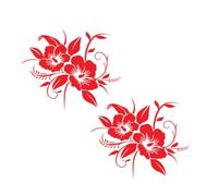 2 Piezas Pegatina Floral Rojo, PVC, Fácil de Pegar y Quitar | Decoración de Carrocería Estilo Clásico, , sin Residuos, Instalación Sencilla para Coche