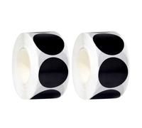 2 Piezas Pegatinas Redondas Negras de 25mm en Rollo, Papel Couché | Etiquetas Adhesivas de Oficina y Aula, Diseño de Punto Negro, para Clasificación Manual y Organización