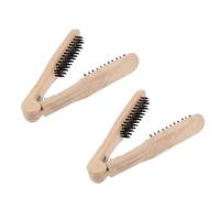 2 Piezas Peine Alisador de Pelo en Forma de V de Bambú | Uso en Salón o Casa, Madera Natural, Antiestático, Cabello Sedoso, Herramienta Multifunción