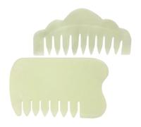 2 Piezas Peine Masajeador de Jade Verde para Rostro y Espalda | Piedra Jade, Acabado Fino, Uso Facial y Dorsal, Alivia Tensión Muscular, Adecuado para Madres y Padres