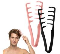 2 Piezas Peine Texturizador, Peine de Dientes Anchos, Herramienta para dar Volumen a las Raíces para Raíces y Flequillo, Accesorio De Estilizado para Uso de Peluquería Mujeres y Hombres (Negro y Rosa)
