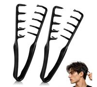 2 Piezas Peine Texturizador,Peine Pelo Rizado,Texture Comb Dientes Anchos para Volumen de Raíces,Peine Moldeadora para Flequillo y Cabello Rizado,Para Dar Volumen&Uso de Peluquería(Negro)