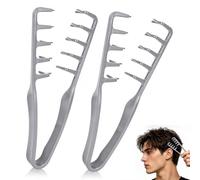 2 Piezas Peine Texturizador,Texture Comb Dientes Anchos para Volumen de Raíces,Peine Pelo Rizado,Peine Moldeadora para Flequillo y Cabello Rizado,Para Dar Volumen&Uso de Peluquería(Gris)