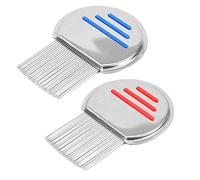 2 Piezas Peines para Piojos,Peine de Dientes de Acero Inoxidable(Rojo y azul）